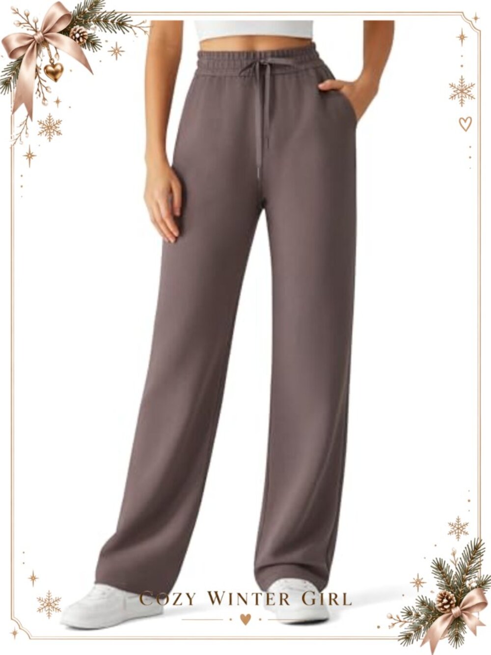 Waffle Knit Wide Leg Sweatpants with Pockets